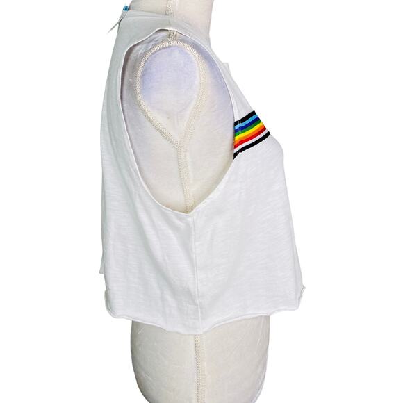 Tres Bien Sleeveless Cropped Tee Rainbow Large New - Picture 9 of 9